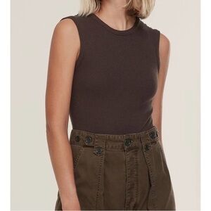 AGOLDE Sutton V Back Sleeveless Bodysuit NWT French Press Brown